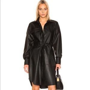 Remain Bologna Leather Long Sleeve Shirt Dress